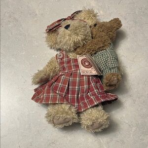 Boyds Bears Plaid Teddy Bear Pair - Red and Green Momma McNew W/Hugsley